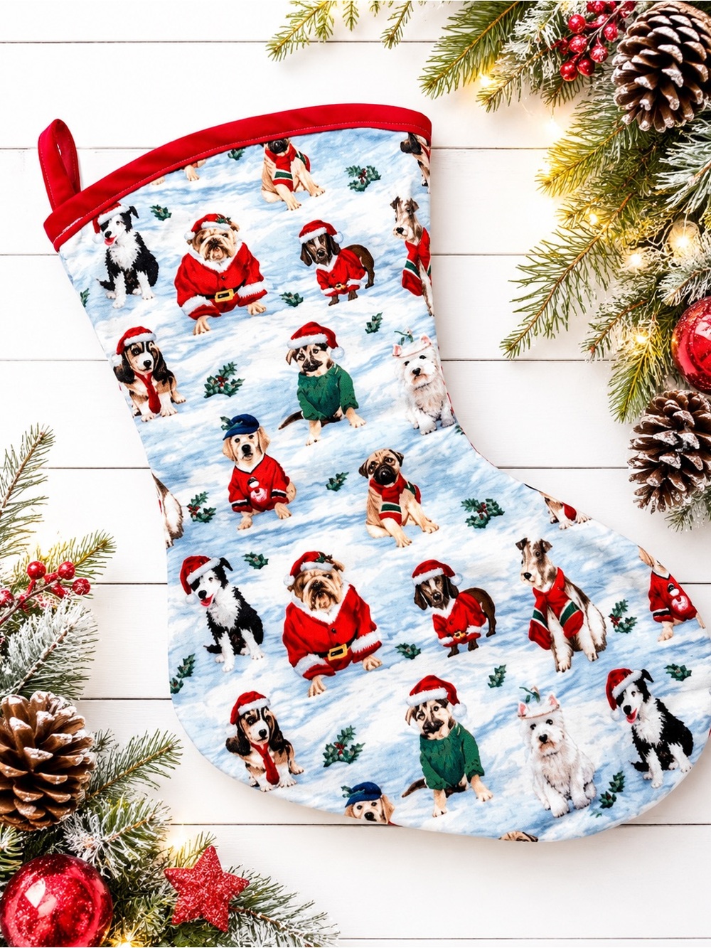 Christmas Dog Breed Stocking 14” Santa Dogs Holiday Mantel Decor